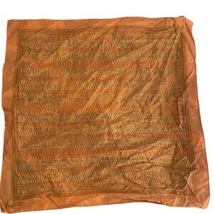 Vintage Vera Silk Peach and Tan Print Square Scarf